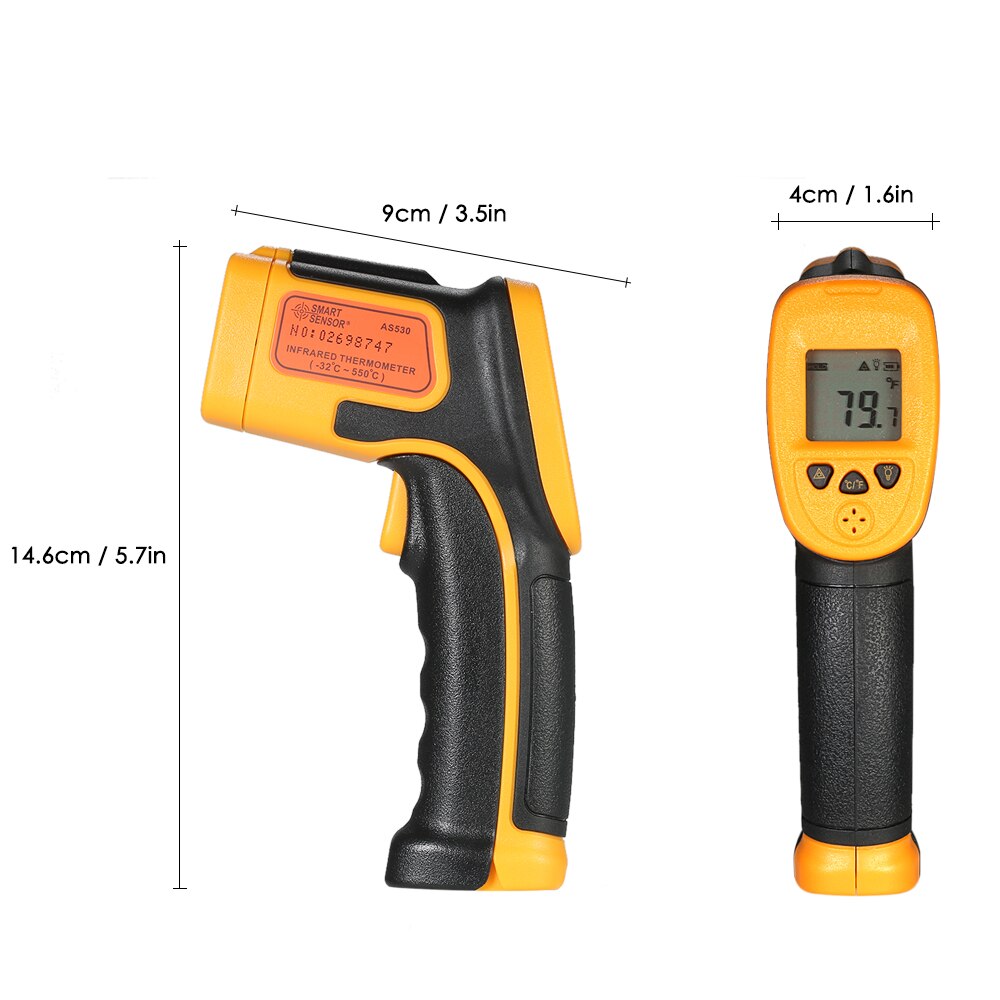 Smart Sensor AS530 LCD Digitale A Infrarossi termometro Temperatura Tester del Tester Rosso Laser Senza Contatto A INFRAROSSI Pirometro Pistola termometro