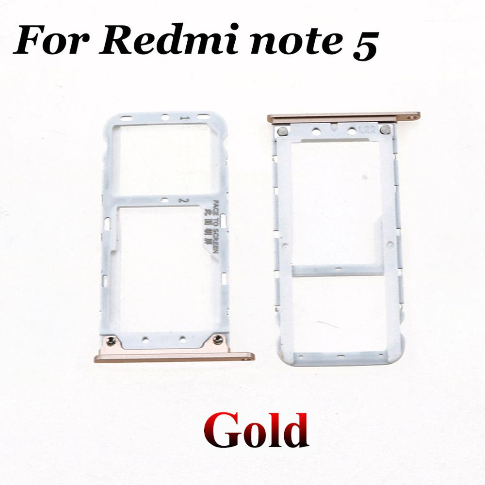 YuXi Voor Xiaomi Redmi 5 Sim-kaart Lade SIM Card Holder Adapter voor Xiaomi Redmi note 5 note5 Sim-kaart slot Miscro SD TF Kaart Lade: Note 5-Gold