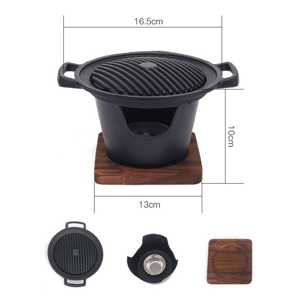 mini barbecue forno griglia giapponese una persona cucinare casa cornice in legno stufa ad alcool BBQ giardino esterno strumento per arrostire la carne: piccolo