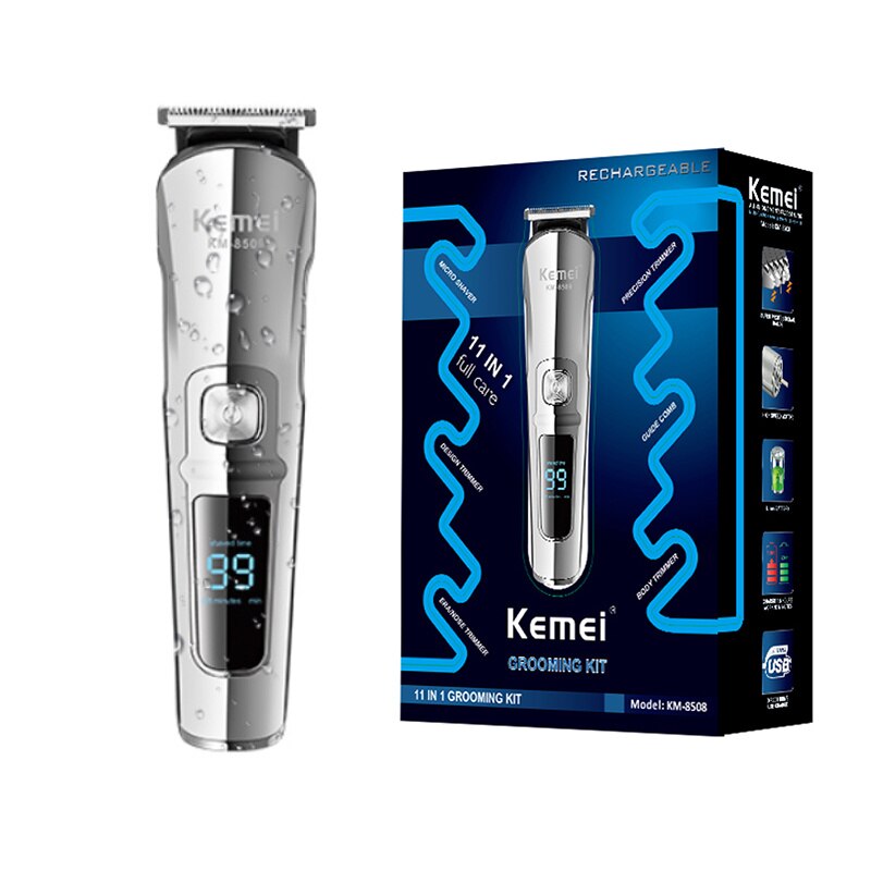 Kemei Professionele Tondeuse Waterdicht 6 In 1 Tondeuse Elektrische Haar Snijmachine Baard Trimer Body Mannen Kapsel