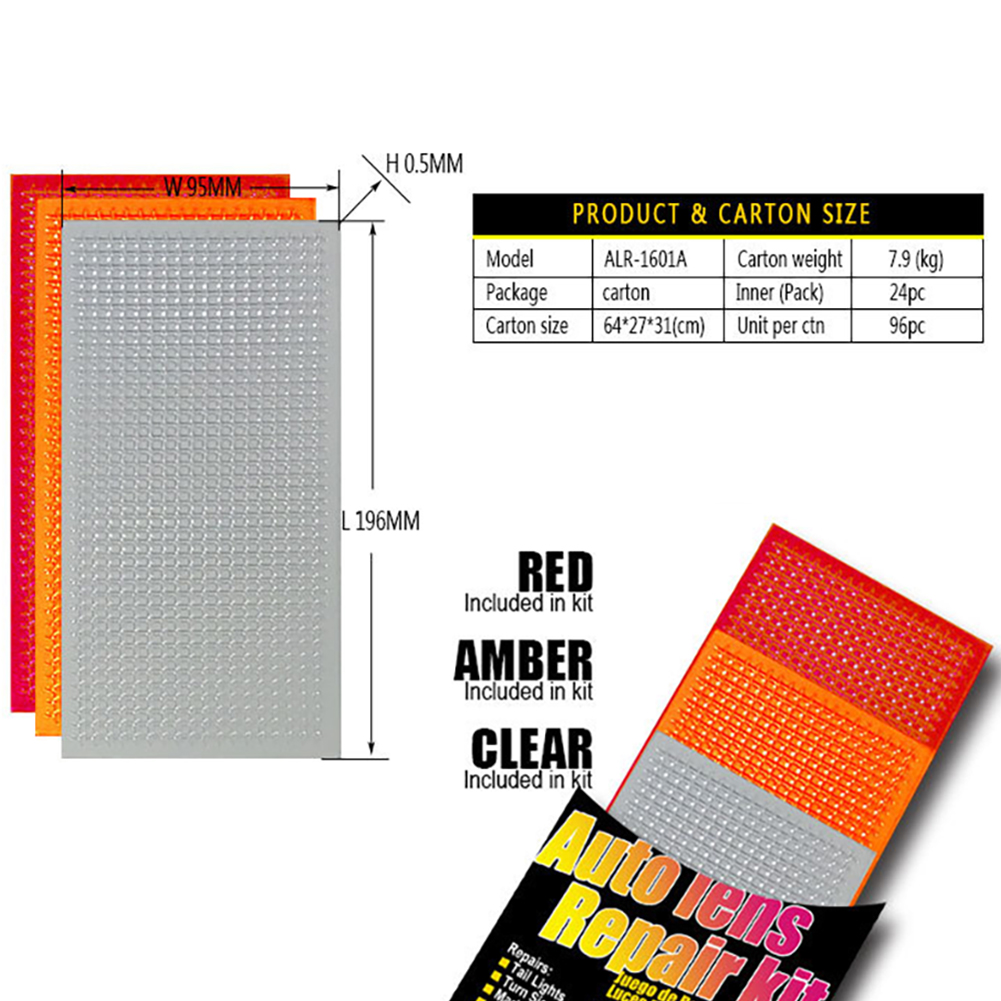 Kit de reparo da lente do automóvel do carro diy padrão grade faróis do carro lanterna traseira conjunto de ferramentas de reparo luzes do carro filme de reparo crack polonês vermelho âmbar