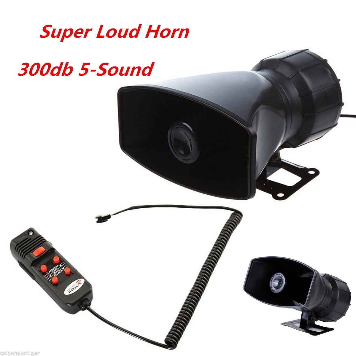 12V 60W 5 Sound Car Warning Alarm Police Fire Siren Horn Loud PA Speaker MIC System
