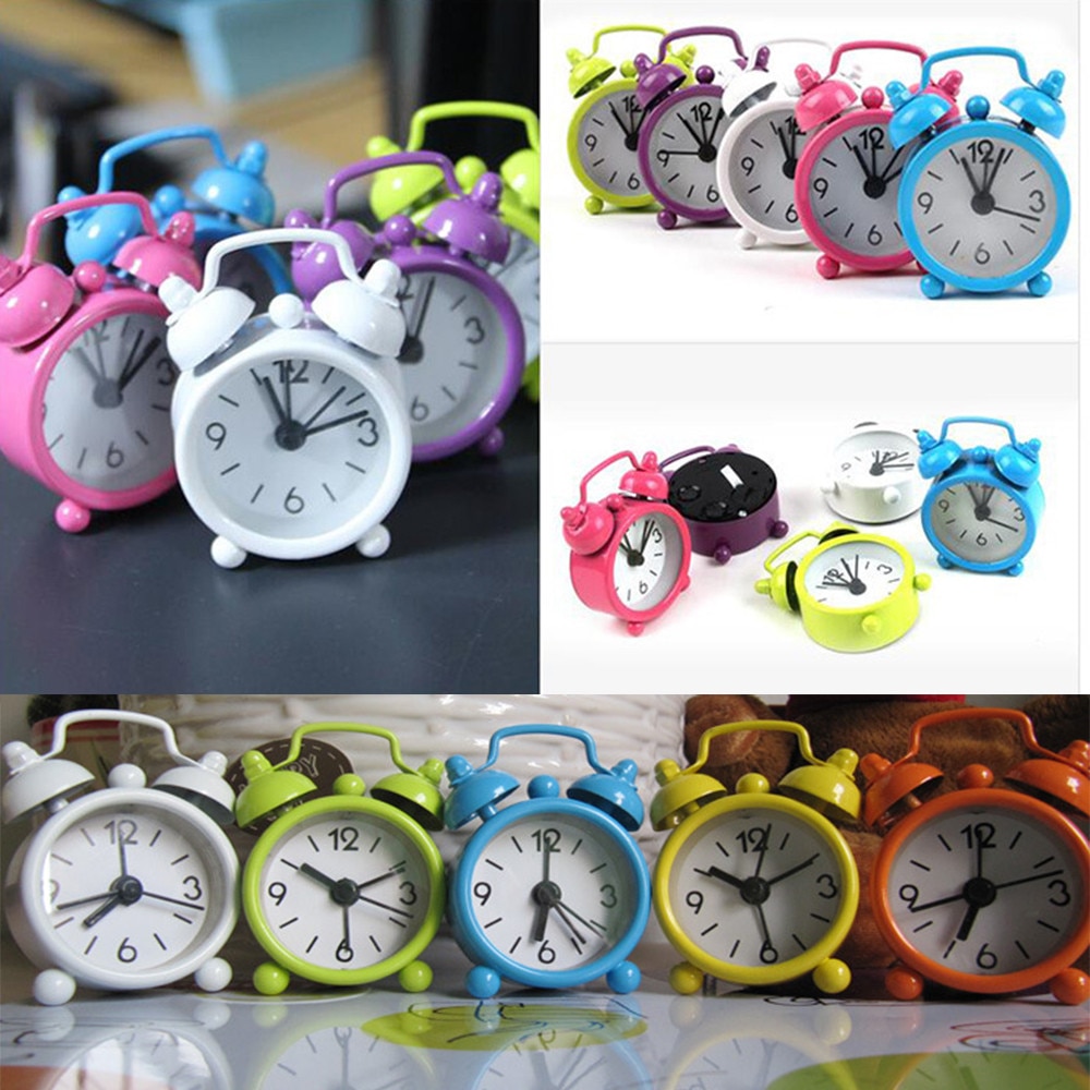 Cute Mini Metal Small Alarm Clock Electronic Small Alarm Clock Home Office Travel Function Clocks Cute Clock