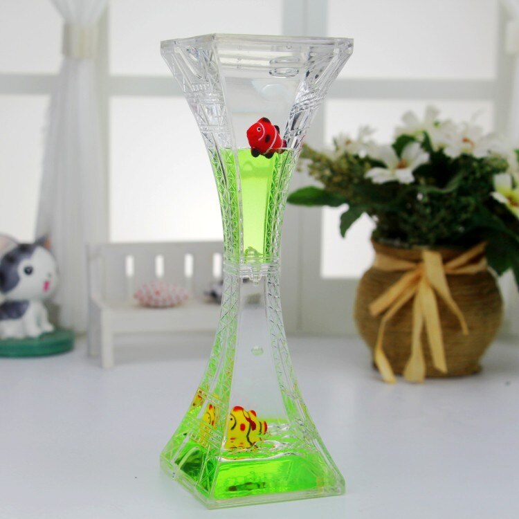 Valentine's Day Double Hourglass Liquid Timer Visual Timer Oil Liquid Motion Hourglass Floating Desk Heart Decoration Acrylic: Brown