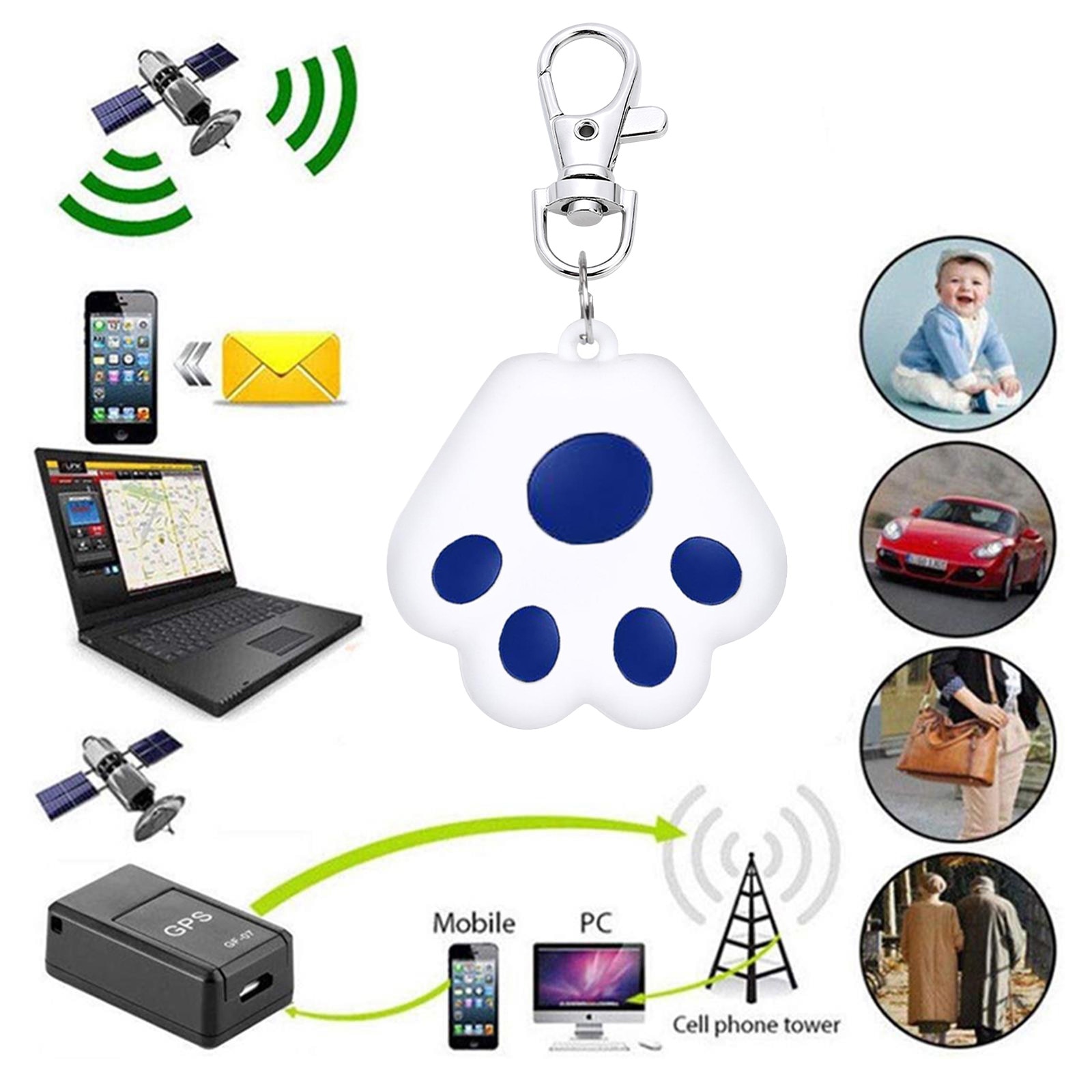 Pet GPS Locator Cat Dog Mini Tracking Loss Prevention Waterproof Device Tool Child Bag Wallet Key Finder Locator