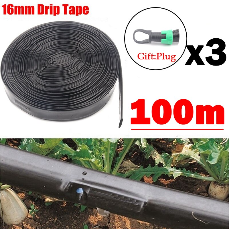 20~100M 16*0.2mm 1-Hole Patch Type Irrigation Drip Tape Fruit Tree Greenhouse Drip Hose Micro Irrigation System Seepage Pipe: Space300mm / 100m