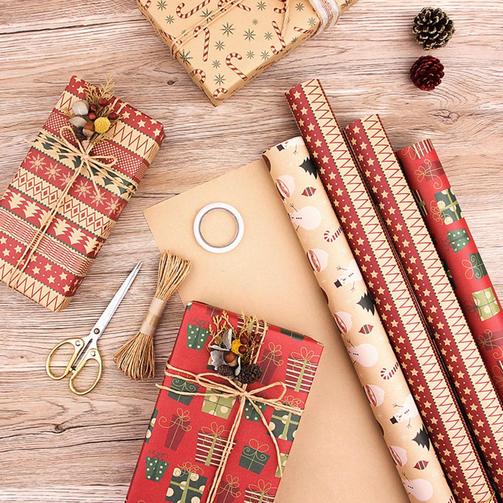 5 Styles 6Pcs Cute Festive Christmas Wrapping Paper Colorful Tissue Paper Flexible for Wedding