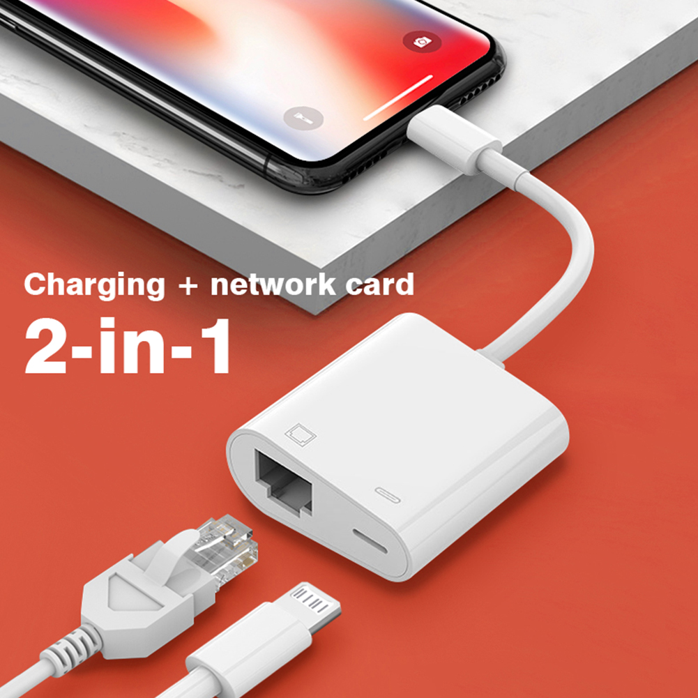 Byscoon Lightning zu RJ45 Ethernet OTG Adapter LAN Kabelgebundenes Netzwerkkabel/Hub mit Ladeanschluss für iPhone 14 13 12 11 Pro Max
