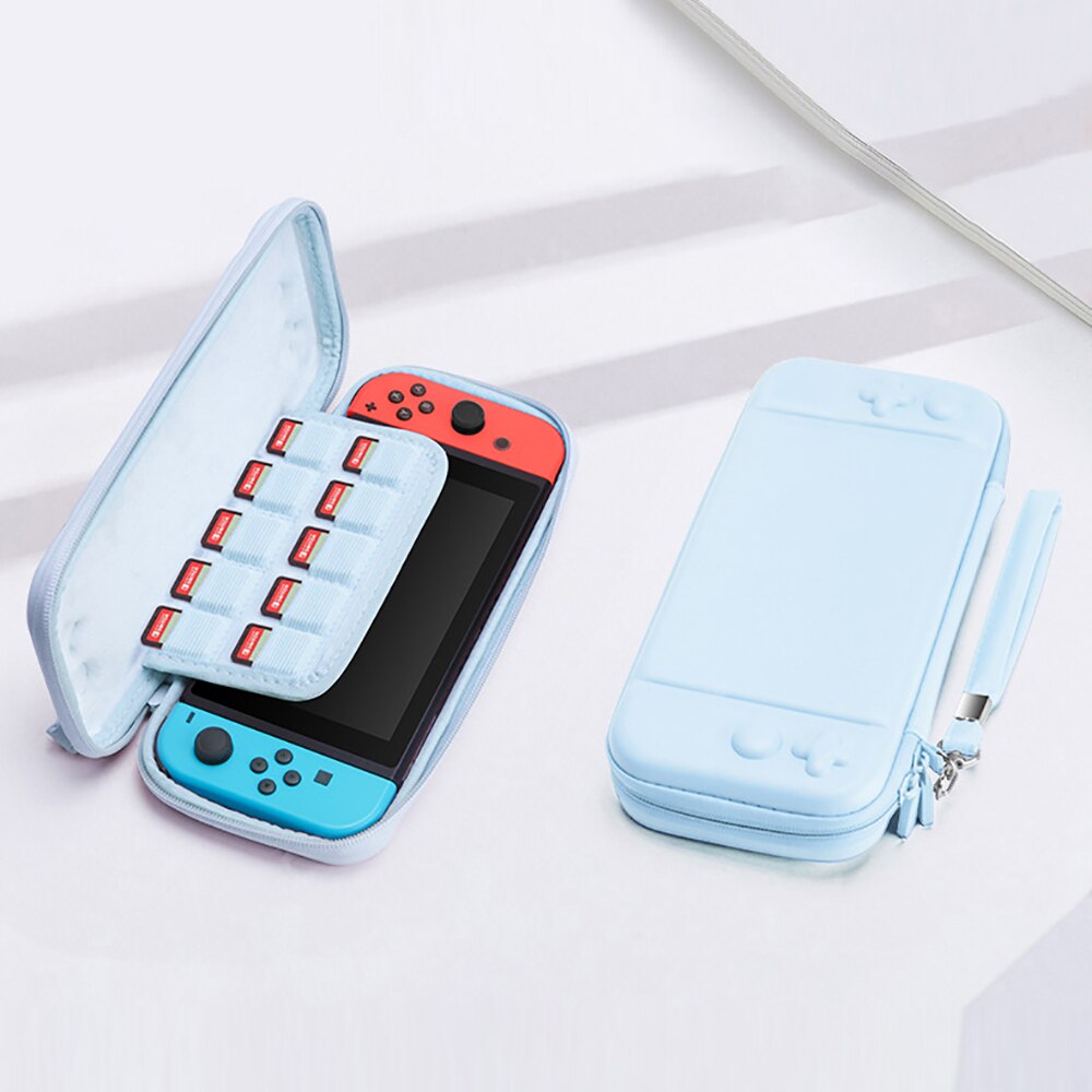 iBen Storage Bag For Nintend Switch Portable Travel Protective Bag Water-Resistent PU Carrying Shell Case For Switch Game: Blue