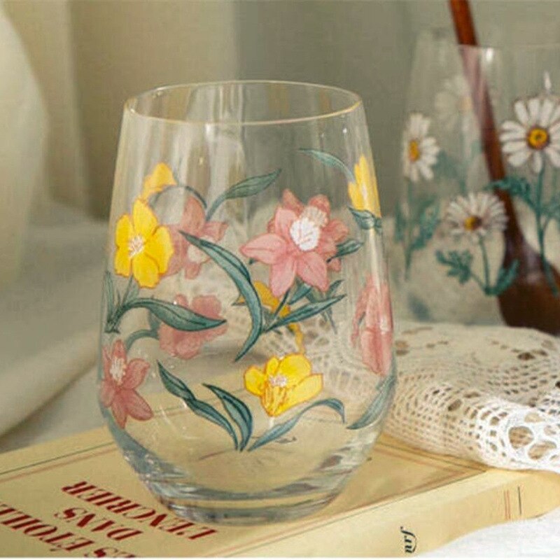 Style 400Ml Printing Wine Glass Multi-Purpose Ice Coffee Cup Soda Water Beverage Cup Milk Juice Flat Cup Tumbler MJ
