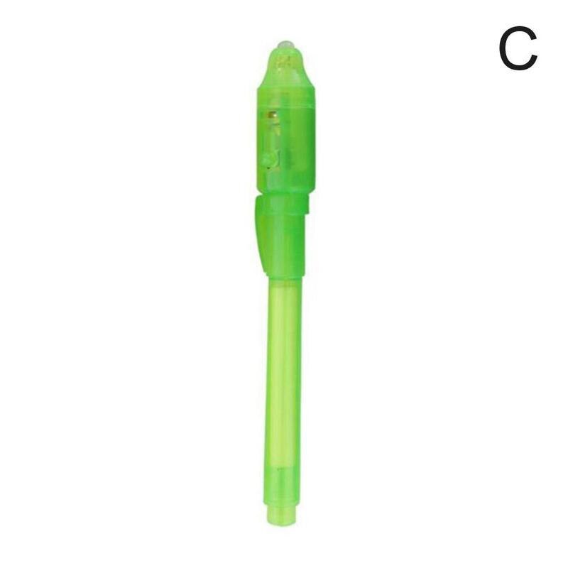 Plastik stort hoved uv usynlig lys pen led lys usynlig lys pen pen pen pen forfalsket blæk markør til børn  t4 s 3: C