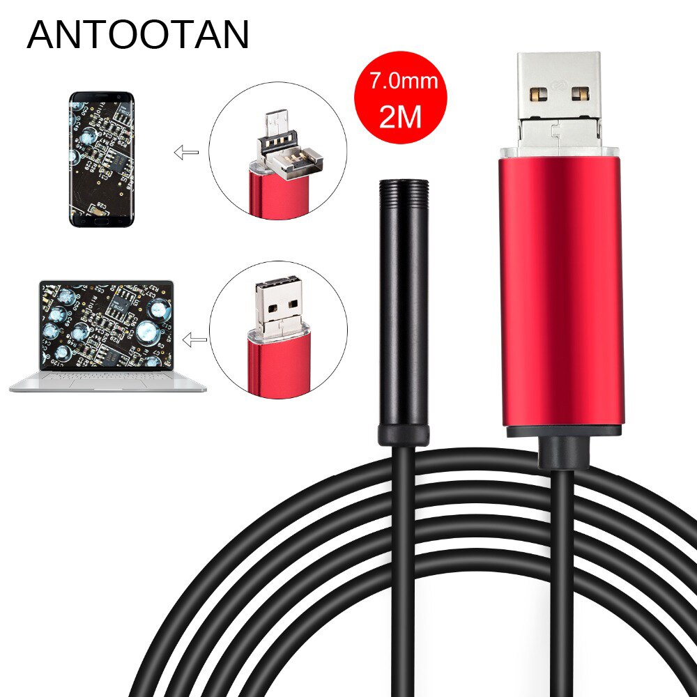 Android Camera 7mm lens 2m HD Endoscope lens Snake Tube Inspection Camera Car Endoscope USB Flexible Camera IP67 Waterproof