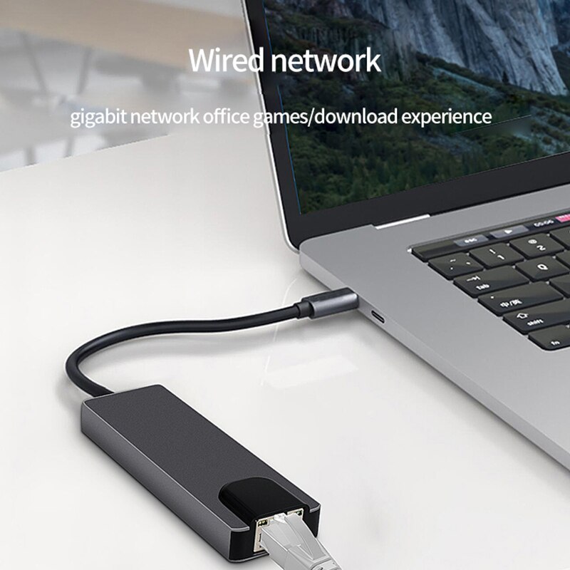 5 i 1 type c dokkingstasjon adapter 4k hdmi usbc hub til gigabit ethernet  rj45 lan adapter til macbook Lyn 3 usb c hub