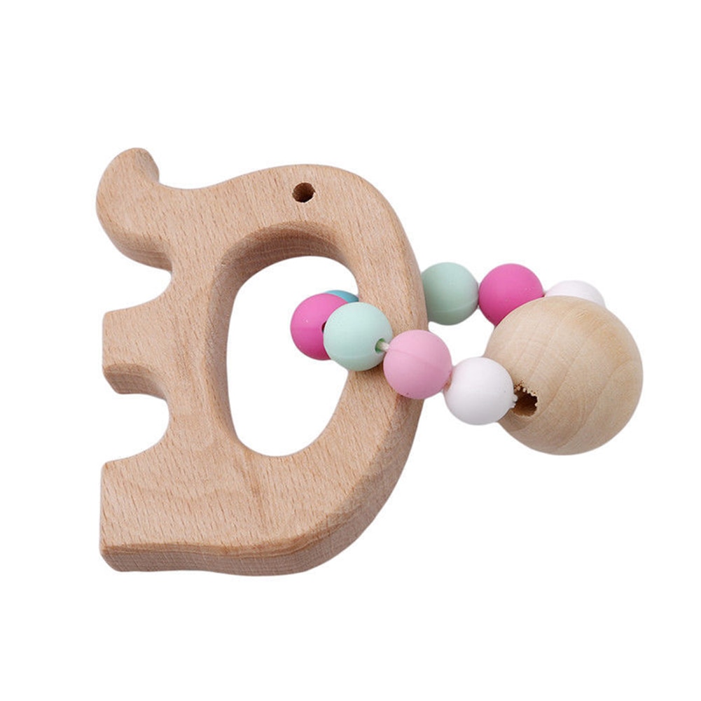 1pc Pflege Baby beißRing Zahnen Natürliche Holz Ring Silikon Perlen Hand Weben Armbinde Kleinkind neutral Spielzeug