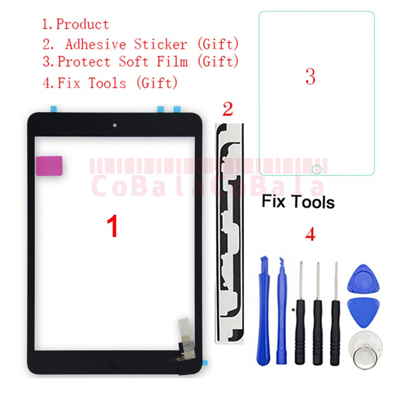 1Pcs For iPad Mini 1 Mini 2 A1432 A1454 A1455 A1489 A1490 A1491 Touch Screen Digitizer Sensor Glass Panel+IC+Button Replacement