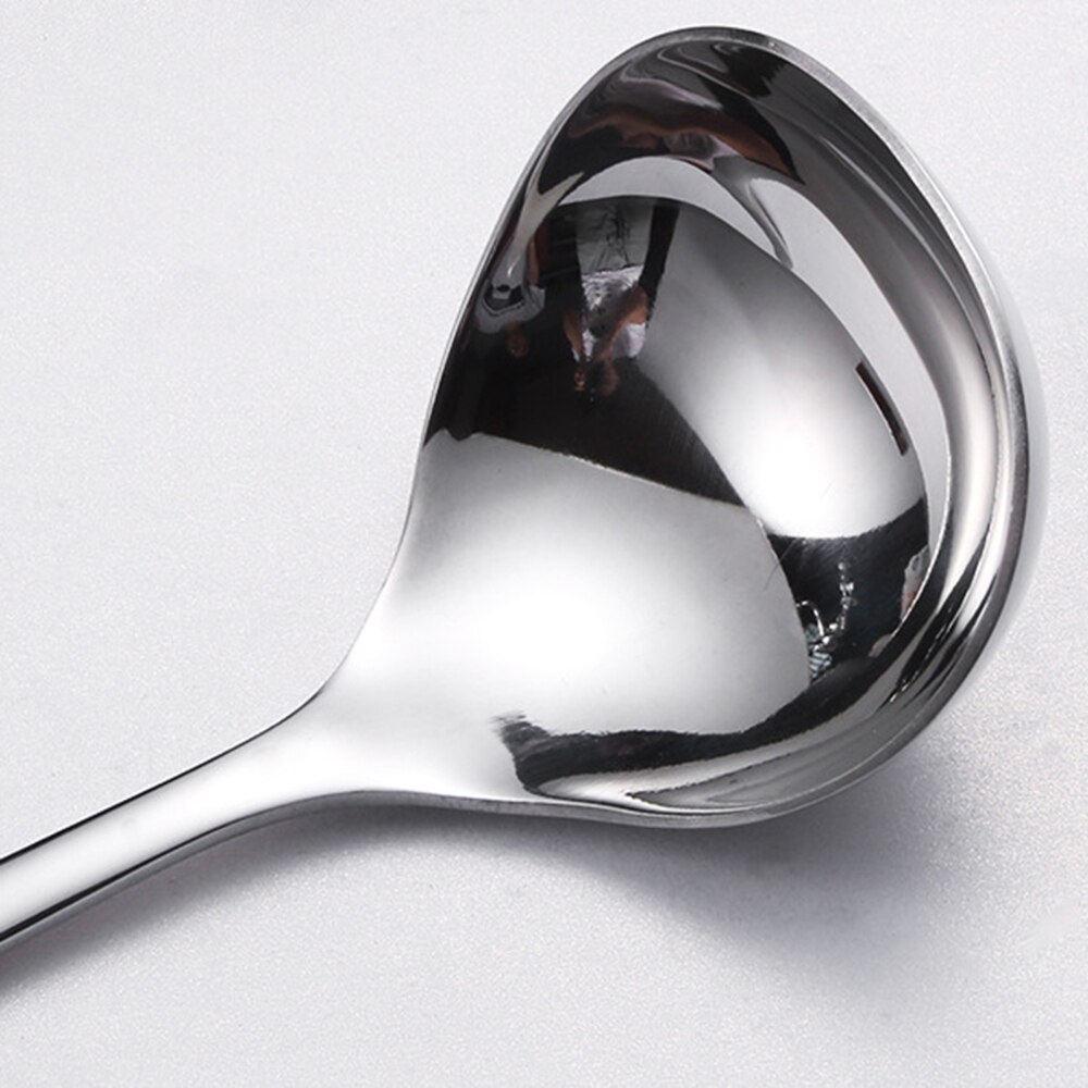 S/L Korean Style Long Handle Soup Spoon Stainless Steel Round Dinner Spoons Kitchen Supplies Cooking Tool