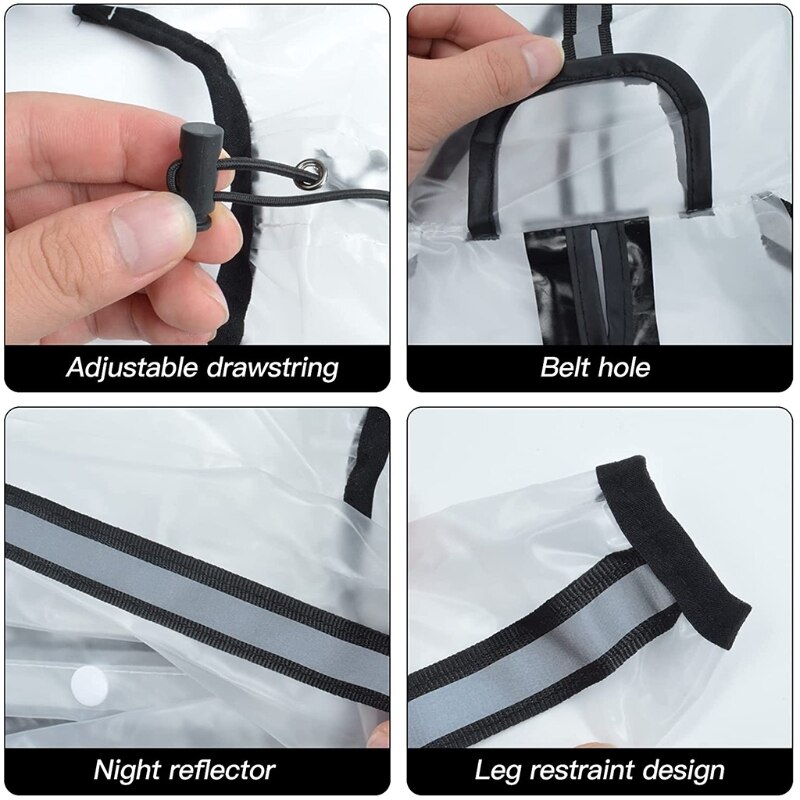 Rain Jacket Poncho with Reflective Strip Pet Waterproof Clothes Hooded Rain Jacket Keep Dogs Happy in the Cold