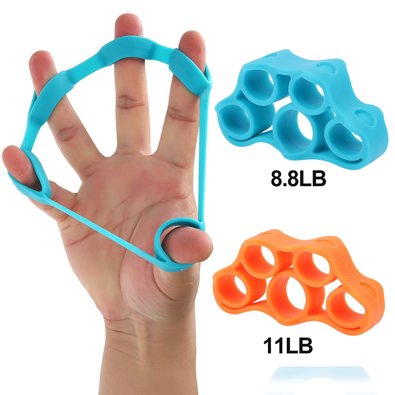 Finger modstand bånd finger hånd greb muskel styrke træning elastisk bånd gummibånd hånd stretch expander fitness udstyr: Blå orange