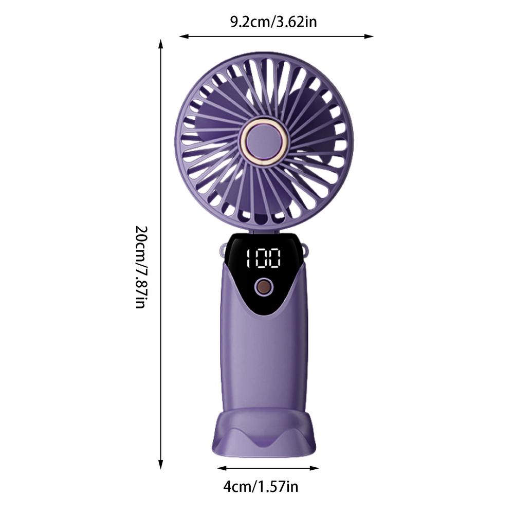 Folding USB Fan USB Charging Mini Cooling Fan Handheld Fast Cooling Outdoor Fan Foldable Cooler with LED Display for Camping Car: PURPLE