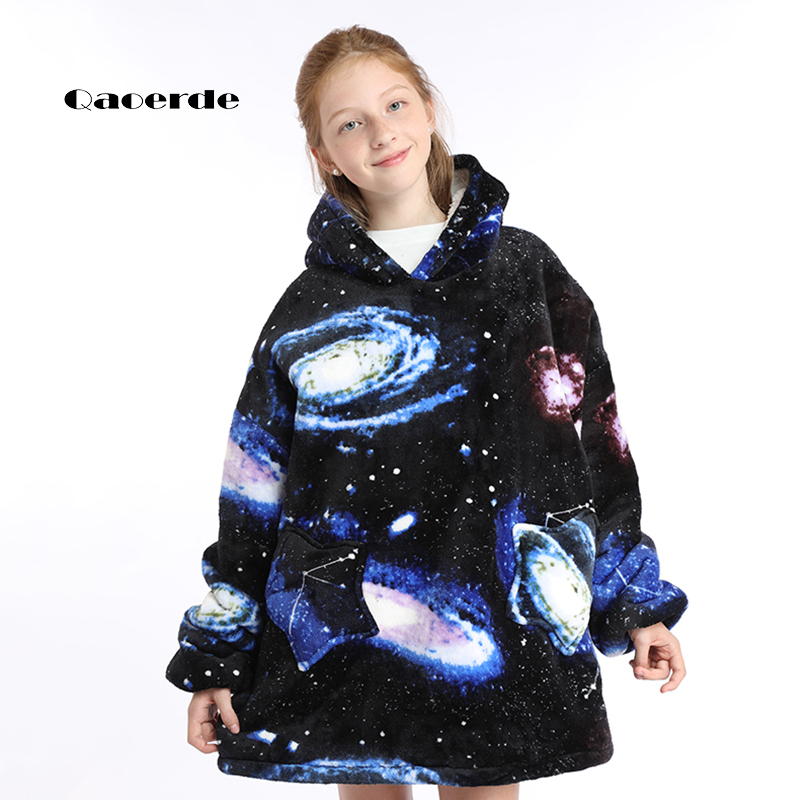 Baby Meisje Sweatshirt Kleding Winter Fleece Sherpa Dekens Oversized 12 Kleur 680G Hooded Hoodie Hoogte 120-160Cm: Milky Way