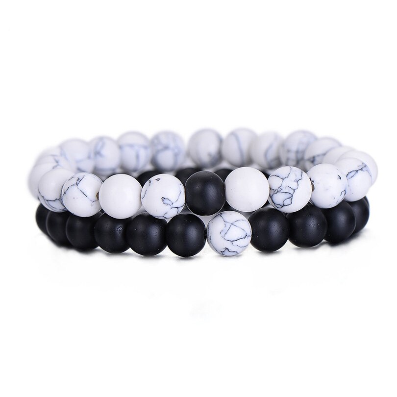 stil verwitterten stein perlen paar armband klassische stein Liebhaber armband für frauen: H08