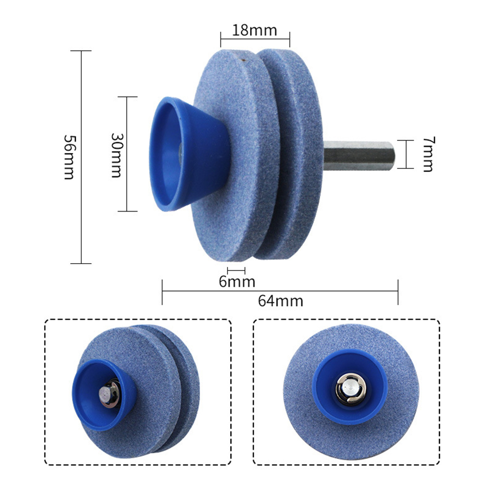 Afilador de cortacésped de 56MM, piedra de afilar de cuatro capas, afilador de cuchillas para cortacésped, taladro de doble molienda, cortes de taladro de molienda universales