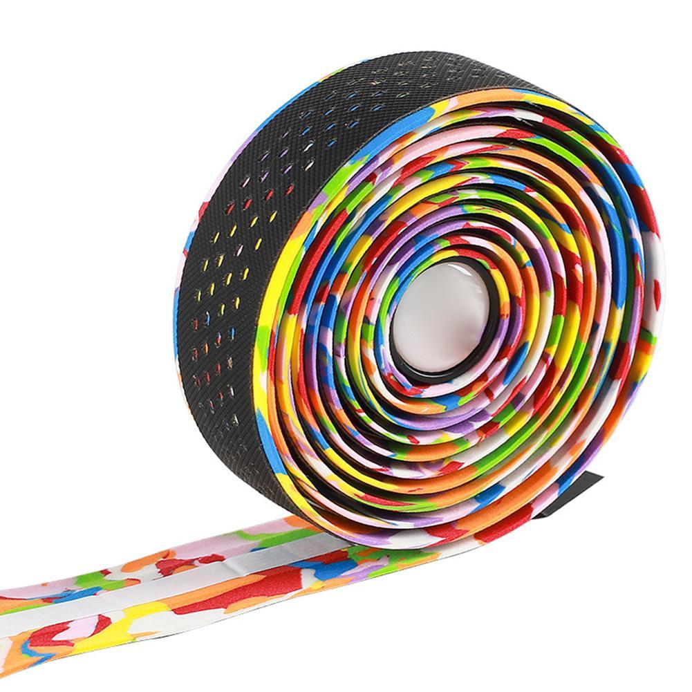 2Pcs Racefiets Fietsstuur Grip Wrap Anti-Slip Band Kleurrijke Tape Riem