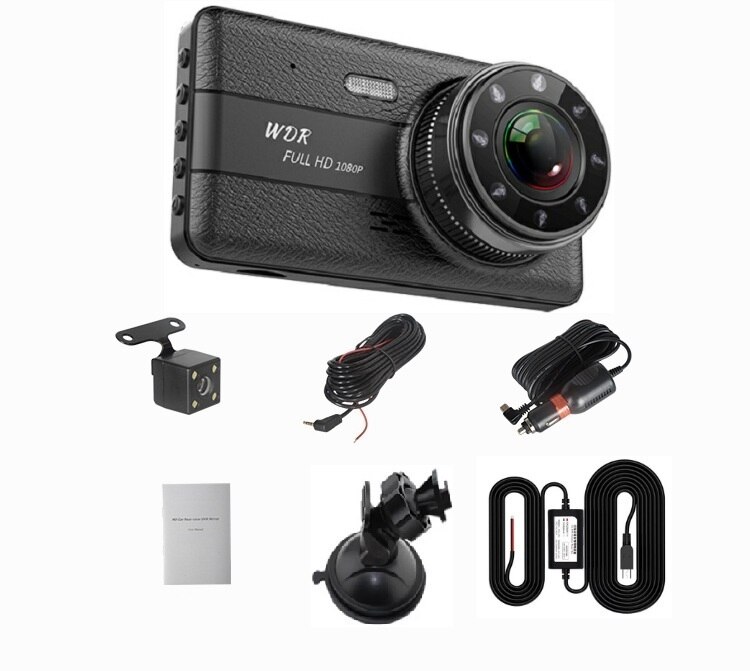 4 tuuman ips-näyttöinen dvr 1080p fhd 150 asteen laajakulmainen kojelaudan videokamera musta laatikkonäyttö yönäkö dvr peruutuskamera liiketunnistus: Jl8 tuplalinssiä -6m- bl / Ei mitään