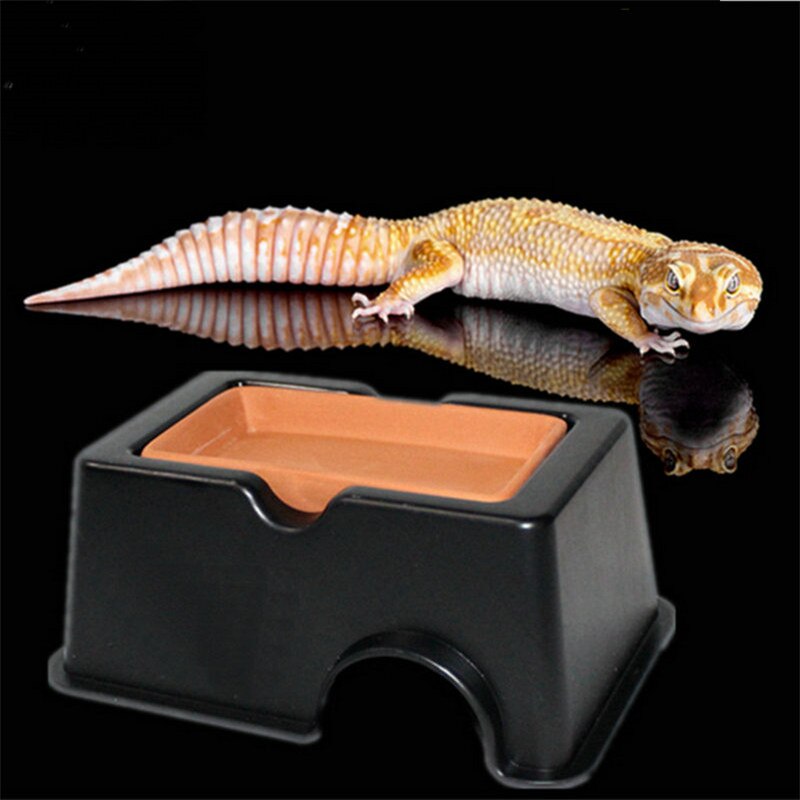 Plastic Reptile Hide Box Den Spawning Cave Tortoise Snake Lizard Feed Water Bowl Small Crawling Pet Reptile Leopard Gecko Climb