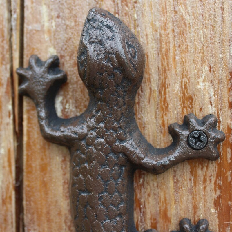 Vintage maalaismainen rauta aksentti gekko seinä lisko kotipuutarha sisustus valurauta seinäkoukku avaimenpidike seinävarsi kylpyhuone