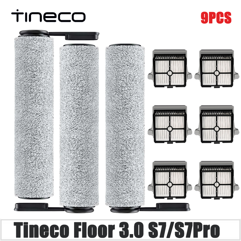 For Tineco Floor ONE S7 Pro\S6 Parts Vacuum Cleaner Replacement Brush Rollers and HEPA Filters: Burgundy