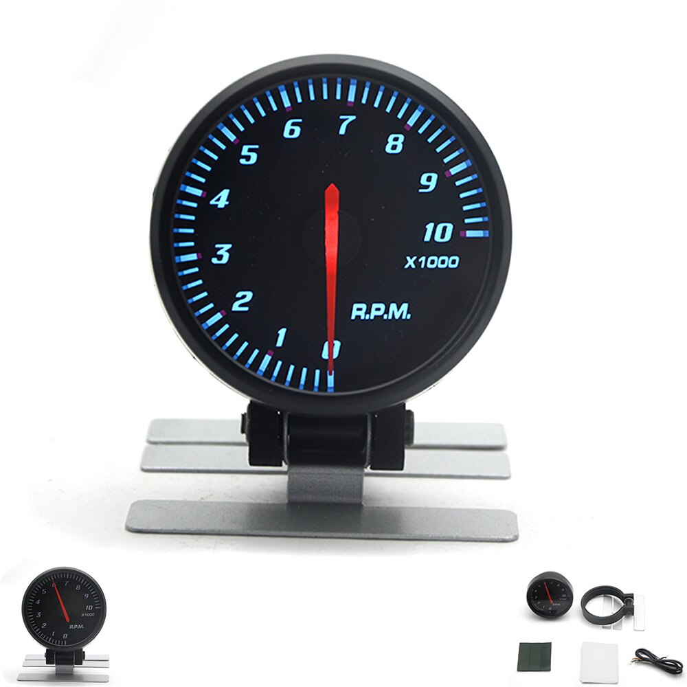 2.5 "60mm boost vakuum wasser temp öl temp ölpresse spannung tachometer luft kraftstoff verhältnis EGT gauge schwarz farbe blau Led: Tachometer
