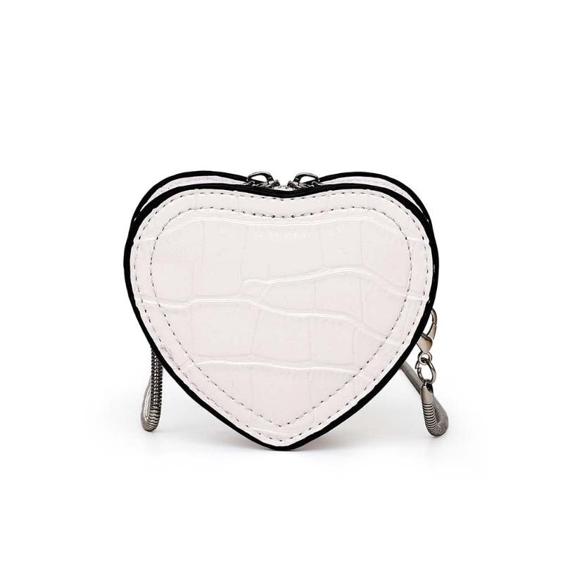 Dejlige piger skuldertaske hjerteformet mærke kvinder serpentine læder crossbody taske kæde læbestift skulder håndtaske: Hvid