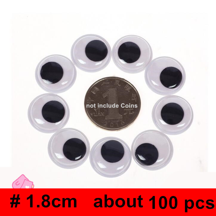 movable self-adhesive eyes hand DIY with eyelash beads attached black white eye clay accessories kid hand material BS93: BS93-Black-1.8cm