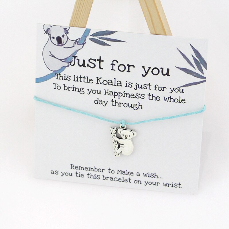 Wish Armband Lucky Koala Leuke Koala Charm Wish Card Vriendschap Armbanden Koala Sieraden Voor Vrouwen Mannen Beste Vriend: blue