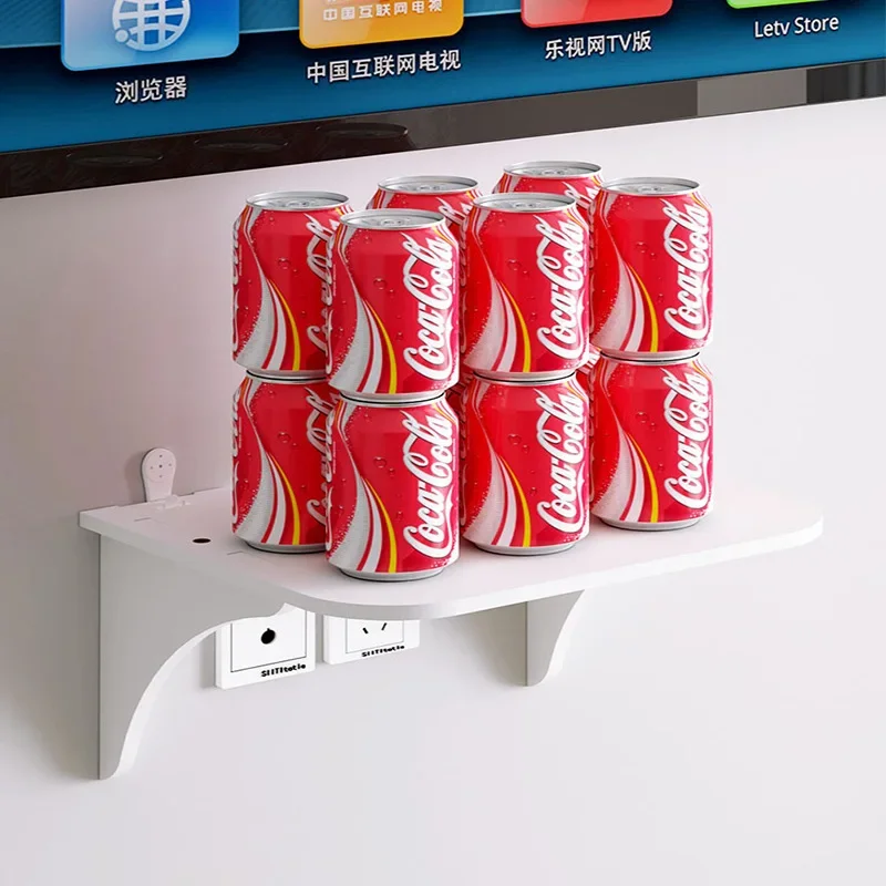 Wall Mount Router Shelf Punch-free TV Set-top Box Floating Hanging Rack Home Power Strip Wifi Router Storage Holder Wood