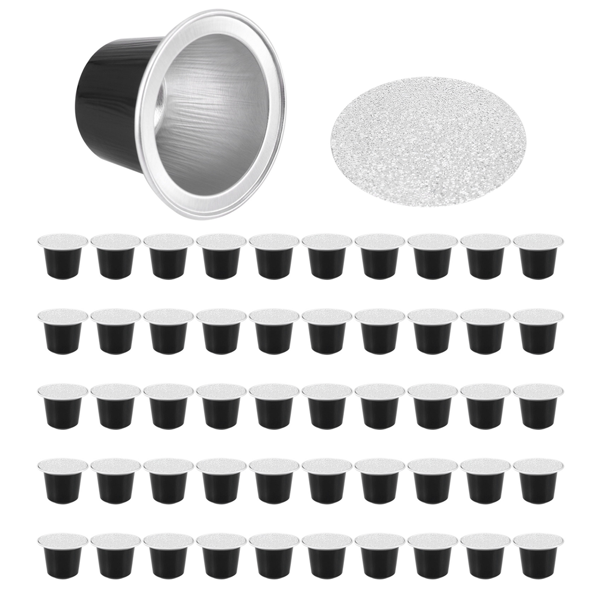50Sets Navulbare Koffiecapsules Cup Wegwerp Koffiecapsules Verpakking Cafe Benodigdheden Voor Nespresso Zwart