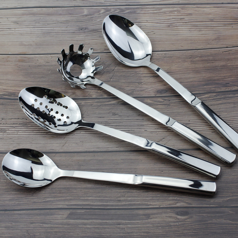 Ustensile de cuisine en acier inoxydable 18/8, poignée souple, poli miroir parfait, ustensile de cuisine, louche/spatule/écumoire