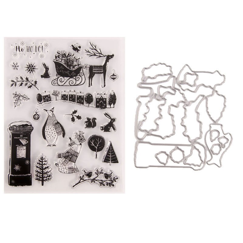 ZFPARTY Winter Transparent Clear Silicone Stamp Cutting Dies Set for DIY scrapbooking/photo album Decorative