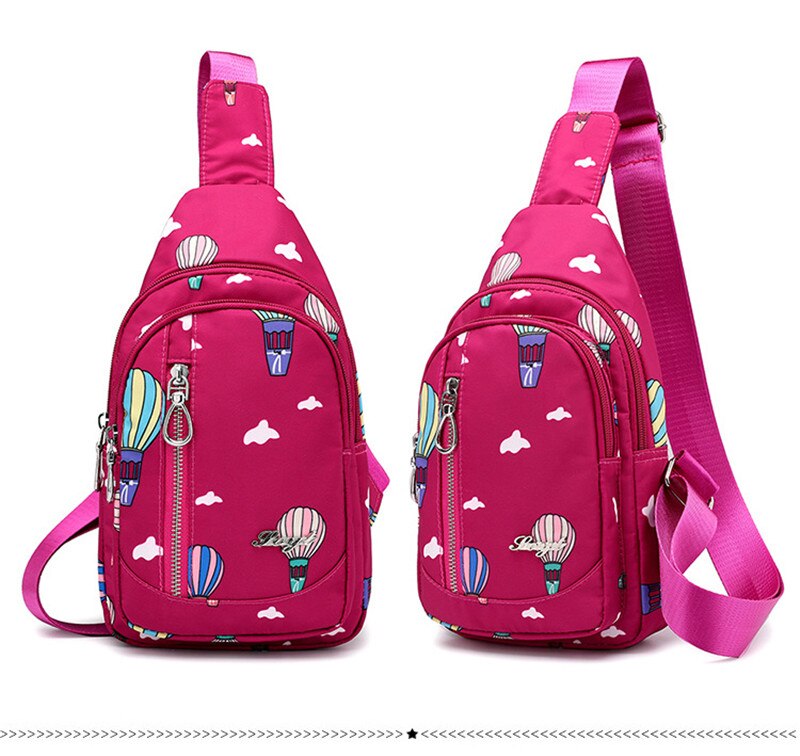 Motivo Floreale di modo Delle Signore di Sacchetto di Petto di Alta Qualità Warterproof Borsa Da Viaggio in nylon Sacchetto di Crossbody per Le Donne fionda Borsa messaggero Borsa: rosa balloon