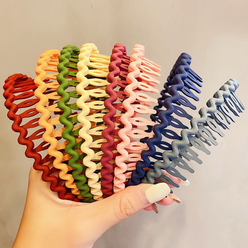 Diademas mate simples con ondas coloridas para mujer, aros para el cabello gruesos, diadema dulce, accesorios para el cabello a la