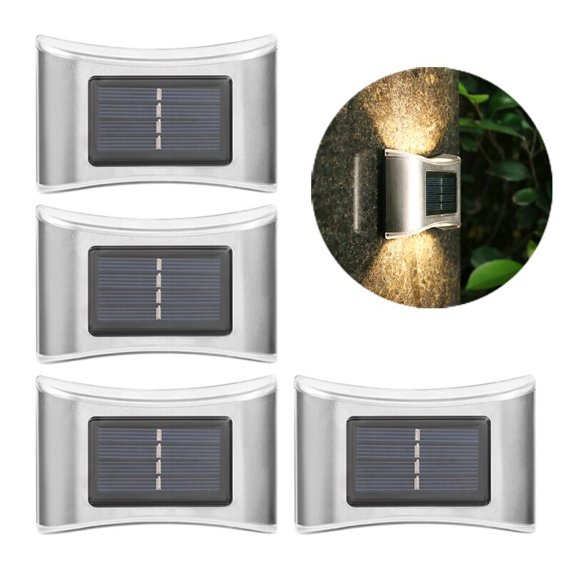Solar Outdoor Wall Light Up and Down Outdoor Waterproof for Balcony Patio Courtyard Fence Lamps Garden Decor Solar LED Wall Lamp: 4pc warm white