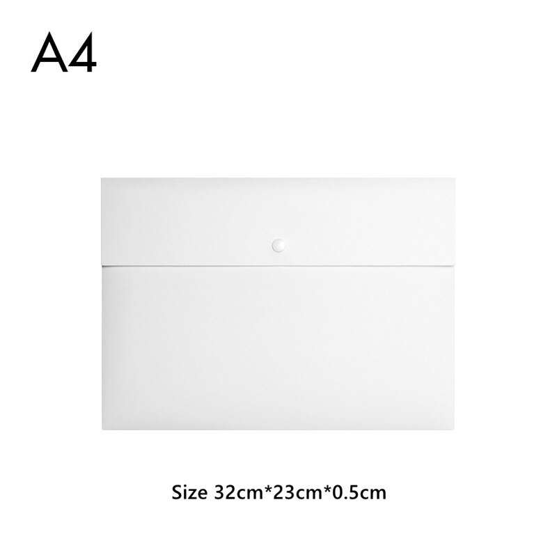 Large Capacity Black Frosted File Folders Waterproof A4 Desk Organizer Business Official Document Bag Conference Portfolio: White 0.5cm