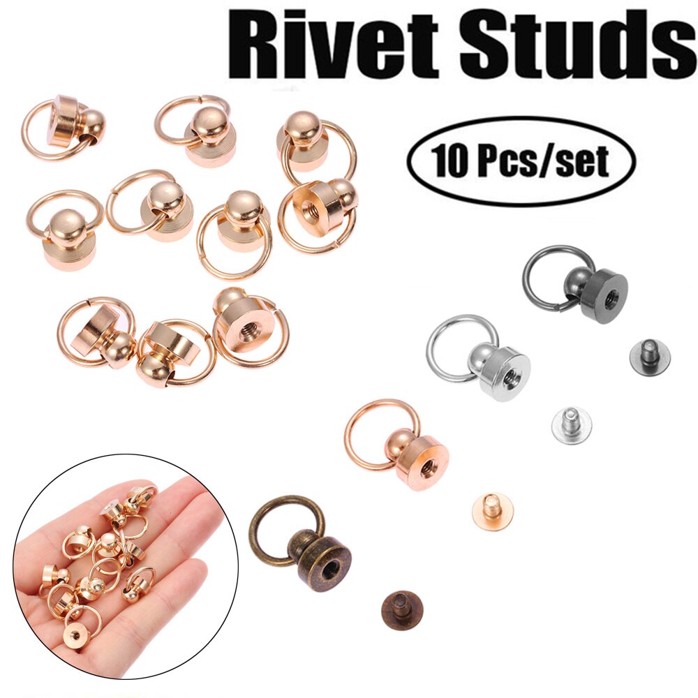 10Pcs Ronde Hoofd Ring Spikes Punk Messing Kledingstuk Klinknagel Met Schroeven Voor Tas/Hoed/Schoen/lederen Choker Telefoon Case Diy Ambachten