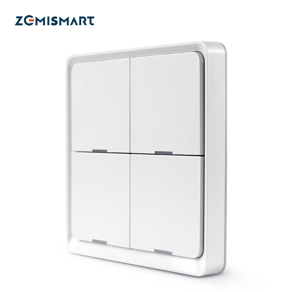 Zemismart 4 Gang Tuya Zigbee 3.0 Wireless Switch Battery Power Sticker Smart Life Scene Control Home Devices SmartThings