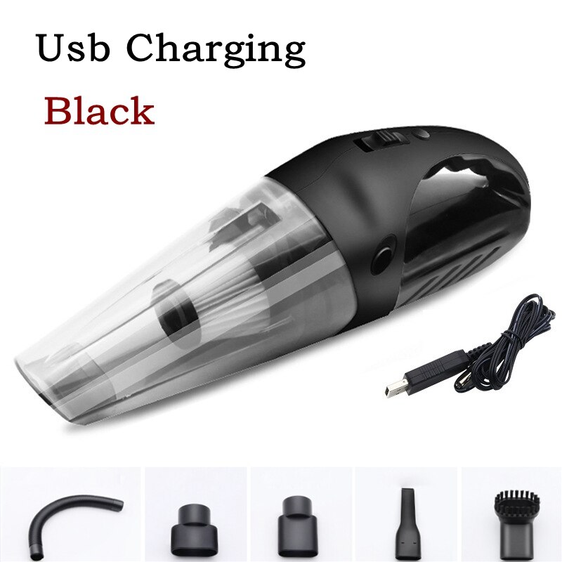 120W Portable Handheld Vacuum Cleaner SweeperRechargeable Wet Dry Wireless Vacuum Cleaner Strong Suction Dust Grip Home Gadget: USB charge black