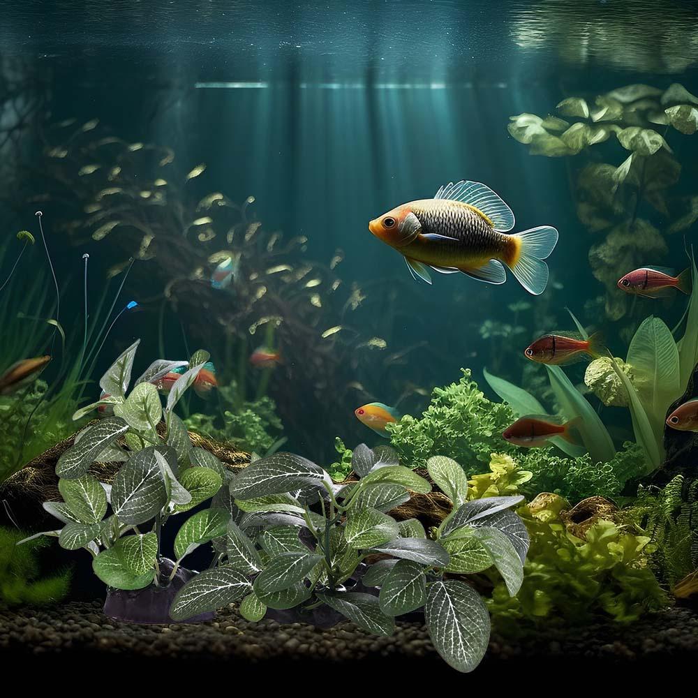 Dekorative Seide realistische Unterwasser für Aquarium Dekor grüne Schildkröte Glas Ornament Aquarium Pflanzen Ficus Baum künstliche Pflanzen