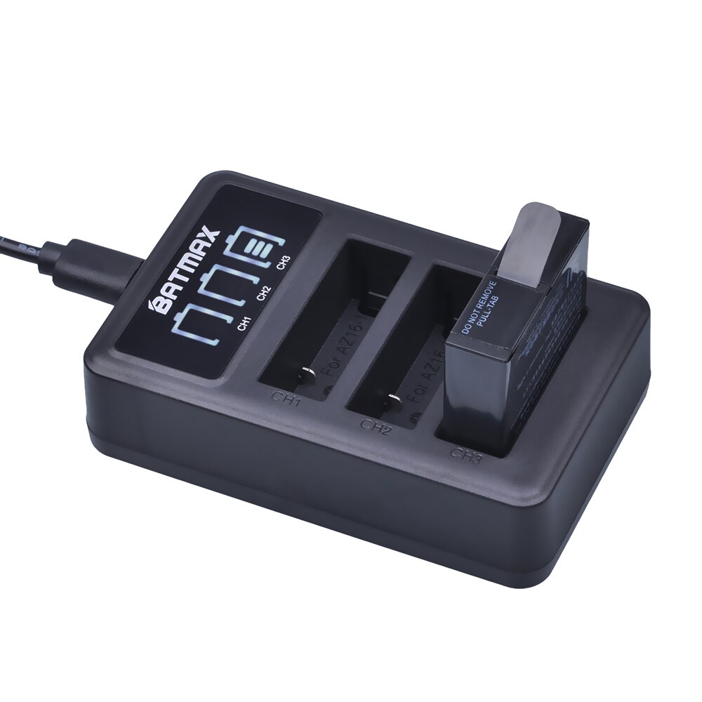 3.85v az16-1 paristoa xiaomi yi lite 2 4k 4k +  led usb 3 -paikkainen laturi xiao  yi 4k -toimintakameran akulle: 1 akku 1 laturi