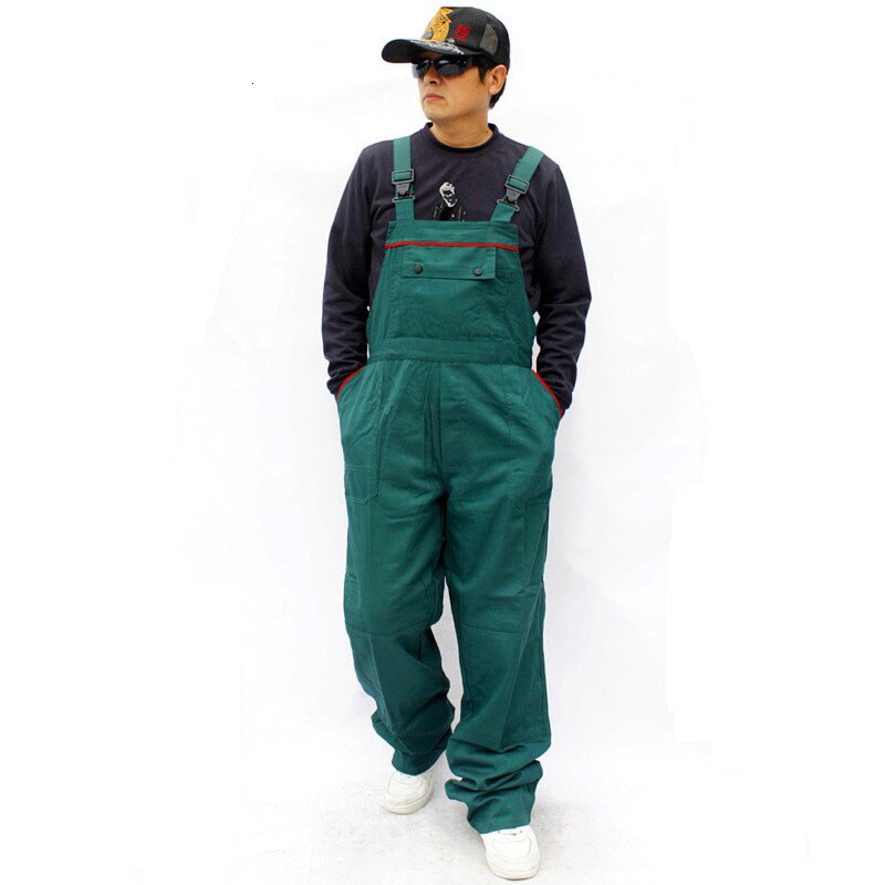 Mænd cargo smækbukser multi lommer bomuldsblanding overalls strop jumpsuits arbejdsuniformer afslappet ærmeløse overalls  p009