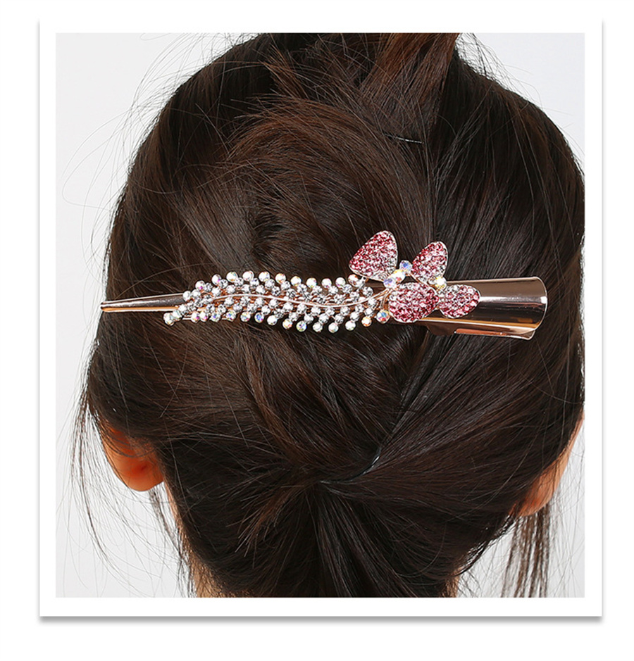 Pinza de pico de pato de cola de caballo de diamantes de imitación de lujo para mujer, pajarita dulce, pinzas para el cabello, diadema, accesorios para el cabello de , ,